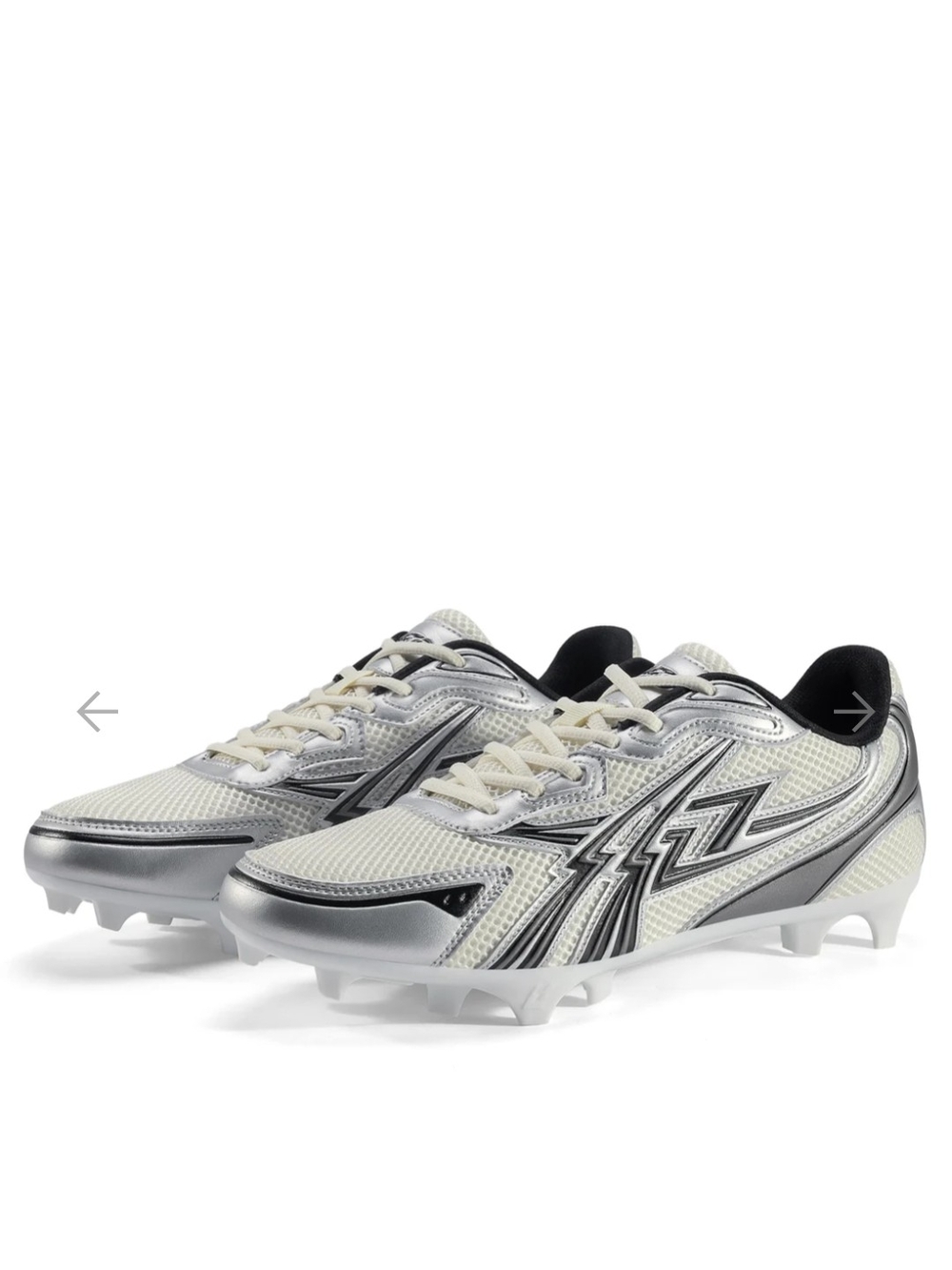 Men's White and Silver Athletic Cleats